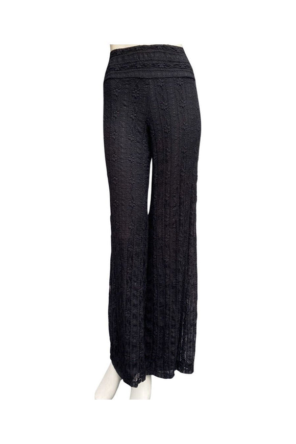 SARAH Textured Lace Lined Flared Pants Black