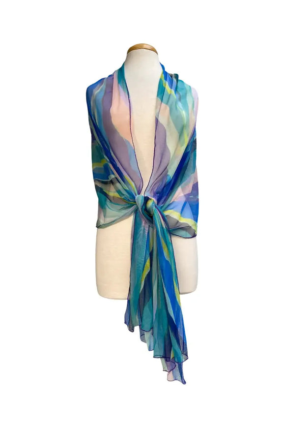 AQUARELLE Long And Wide Sheer Shawl Stole Wrap Cover