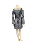 TOSCA Cold Shoulder Bell-Sleeved Burnout Velvet  Dress Sage