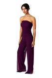 MAXIMA Strapless Ruched Bodice Jumpsuit / Plum