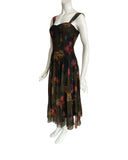 ALMA 822 Sleeveless Tea Length Fit N Flare Paneled Dress.