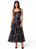 ORCHID Sleeveless Midi Fit N Flare Paneled Mesh Dress