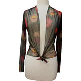 ALMA Sheer Long Sleeve Print Bolero Cover-up