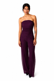 MAXIMA Strapless Ruched Bodice Jumpsuit / Plum