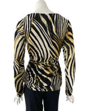 SAFARI Long Sleeves Ruched Side Seams Cowl Neck Jersey Top