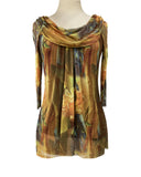 GIGI Draped Collar Long Sleeves Loose Tunic Top