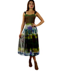 ODETTE Sleeveless Mid Calf Fit N Flare Mesh Dress