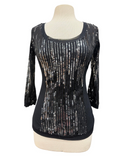 PAMELA Princes Cut Sequence Scoop Neck Long Sleeve Top