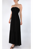 MAXIMA Long Strapless Flared Empire Mesh Print Dress / BLACK