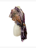 NYSSA Ruffled Printed Mesh Sheer Shawl