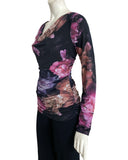 VENETIA Long Sleeves Ruched Side Seams Cowl Neck Jersey Top