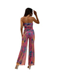 JORDANA Strapless Print Jumpsuit with Ruched Bodice