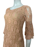 MADELINE LACE BELL SLEEVE A LINE ABOVE KNEE LENGTH DRESS / BISQUE