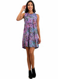 CECILE Batik Jersey Sleeveless A-Line Short Dress