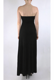 MAXIMA Long Strapless Flared Empire Mesh Print Dress / BLACK