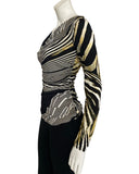 SAFARI Long Sleeves Ruched Side Seams Cowl Neck Jersey Top