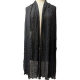 MINA Eyelet Sheer Long  Embroidered Shawl