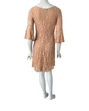 MADELINE LACE BELL SLEEVE A LINE ABOVE KNEE LENGTH DRESS / BISQUE