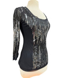 PAMELA Princes Cut Sequence Scoop Neck Long Sleeve Top