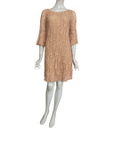 MADELINE LACE BELL SLEEVE A LINE ABOVE KNEE LENGTH DRESS / BISQUE