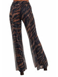 SAFARI Long Flared Palazzo Tiger Printed MeshPants