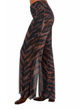 SAFARI Long Flared Palazzo Tiger Printed MeshPants