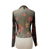 ALMA Sheer Long Sleeve Print Bolero Cover-up