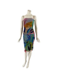 MORGAN Ruched Knee Length Print Dress with Spaghetti straps