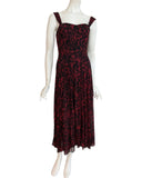 FRANCESCA 822 Sleeveless Tea Length Fit N Flare Paneled Dress/ RED