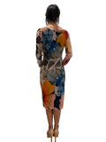 ORELIA Fitted Long Sleeves Sheath with Side Ruching Below the Knee Dress