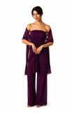 MAXIMA Strapless Ruched Bodice Jumpsuit / Plum