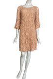 MADELINE LACE BELL SLEEVE A LINE ABOVE KNEE LENGTH DRESS / BISQUE