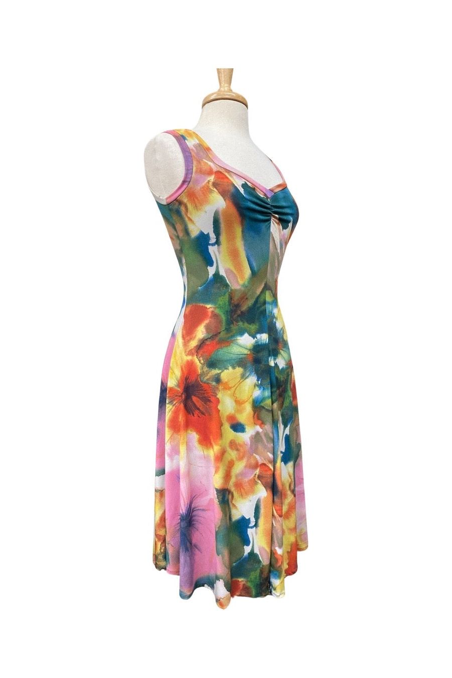 HIPOLETTE Sleeveless V-Neck Flared Dress – Elana Kattan