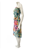 Oahu Ruched One Shoulder Open Angel Sleeve Asymmetrical Hem Dress