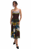 ODETTE Sleeveless Mid Calf Fit N Flare Mesh Dress / black lining