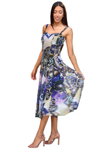 Elana Kattan | JASMIN Sleeveless Mid Calf Fit N Flare Mesh Dress Elana Kattan | JASMIN Sleeveless Mid Calf Fit N Flare Mesh Dress
