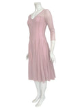MAXIMA  Fit and Flare 3/4 Sleeves Paneled Dress Dusty Rose