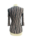 ANNA Stretchy Jacquard 3/4 Sleeves Crossover Top