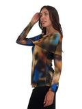 Becky Draped Neckline Off-Shoulder Long Sleeves Print Top