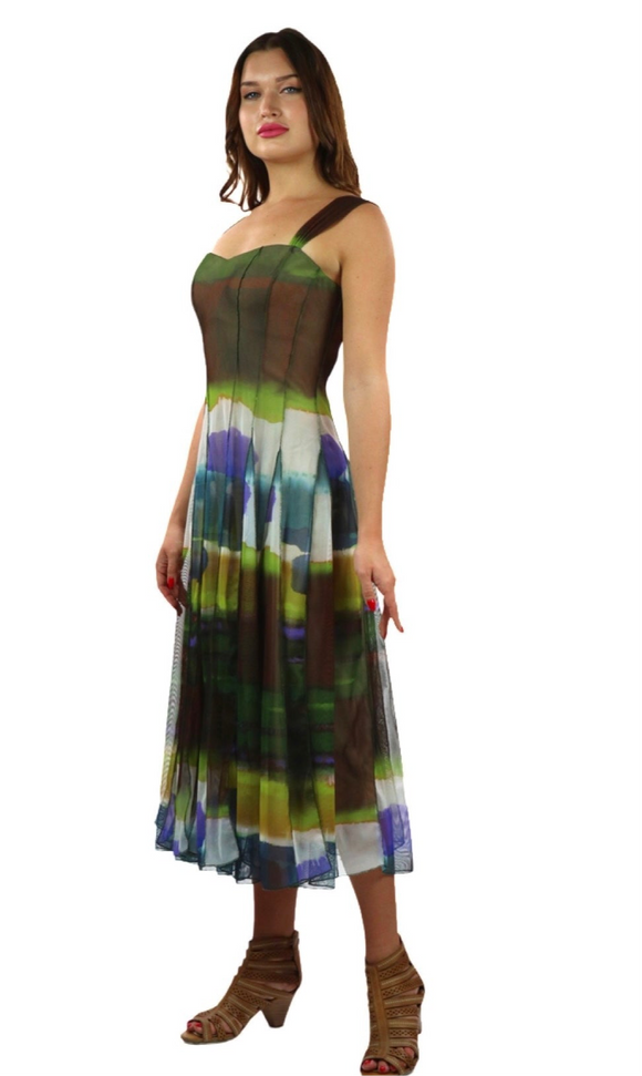 ODETTE Sleeveless Mid Calf Fit N Flare Mesh Dress ODETTE Sleeveless Mid Calf Fit N Flare Mesh Dress