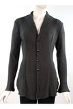 COURTNEY  Long Sleeve Button Down Ribbed Cardigan Charcoal
