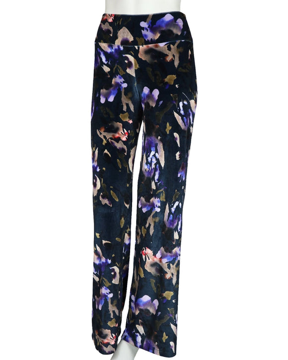 Iceline' SLightly FLared Legs Printed Velvet Pants