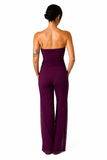 MAXIMA Strapless Ruched Bodice Jumpsuit / Plum