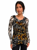 GRACE Draped Collar Long Sleeves Loose Tunic Top