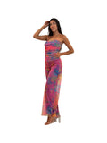 JORDANA Strapless Print Jumpsuit with Ruched Bodice