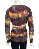 BUNNY Long Sleeves Ruched Side Seams Cowl Neck Jersey Top