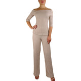 SOPHIA Textured Lace Lined Flared Pants Taupe