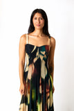 ALICE Sleeveless Midi Fit N Flare Paneled Mesh Dress