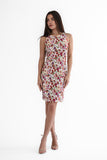 ERIN Textured Printed Fitted Sleeveless Sheath Dress