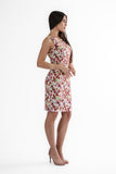 ERIN Textured Printed Fitted Sleeveless Sheath Dress